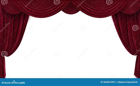 3d Render Velvet Red Theater Curtains with Alpha Channel Stock ...