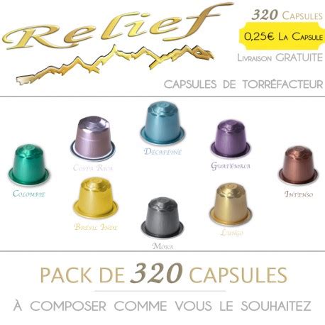 Pack découverte 320 capsules RELIEF compatibles Nespresso