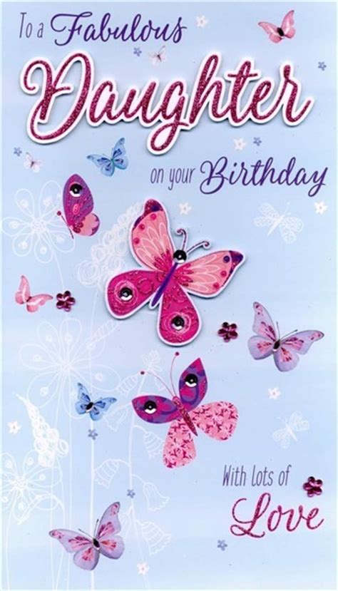 Birthday Greetings Card For Daughter Extra Large Luxury Card 17 X 30 Cm Glitter Butterflies To A