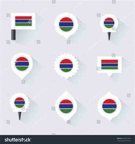 Gambia Flag Pins Infographic Map Design เวกเตอร์สต็อก ปลอดค่า