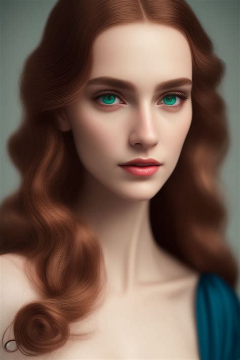 Ladychessica Portrait Full Body Young Lady Woman Oval Face Pale Skin Long Redhair With