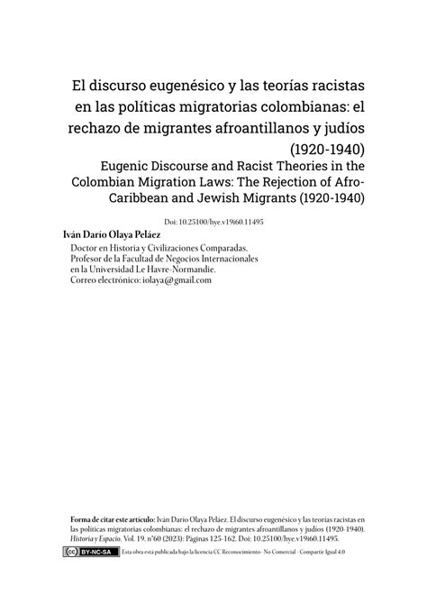 PDF discurso eugenésico y las teorías racistas en las políticas