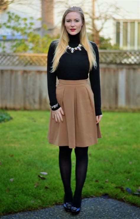 Vancouver Vogue Blog Camel Coloured Skirt Black Nobisandgrey