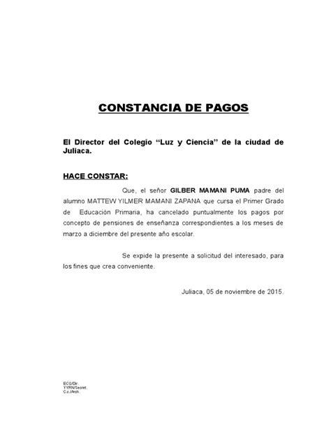 Constancia De Pagos