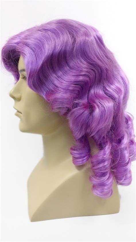 Unisex Purple Curly Colonial Costume Wig 1700s Style Ringlets Etsy