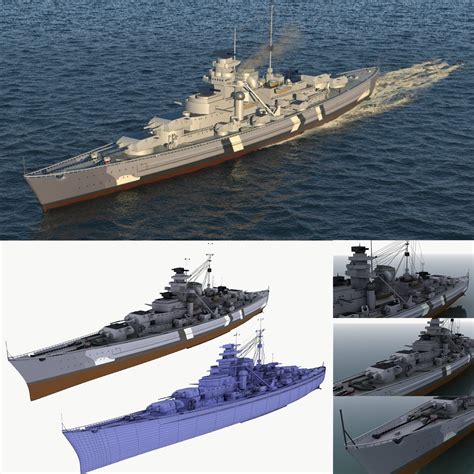 German Battleship Bismarck 3d Model 28 C4d Fbx Obj Free3d