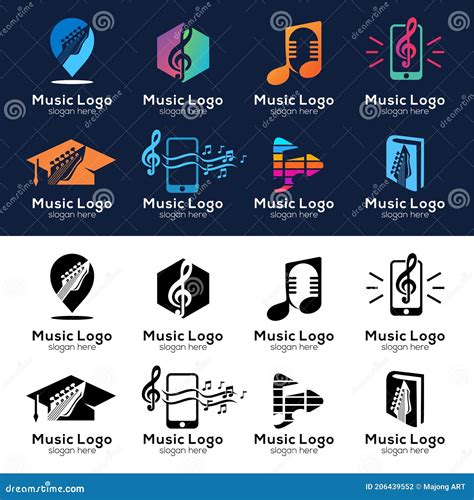 Set Of Collection Of Music Logos And Emblems Design Elements Made In