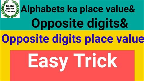 Alphabets K Place Value Opposite Digits Opposite Digits K Place Value Aasani Se Youtube