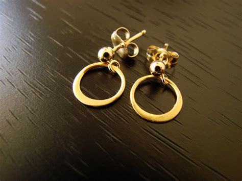 Tiny Gold Circle Stud Post Earrings, Gold Circle Earrings, Dainty Gold ...