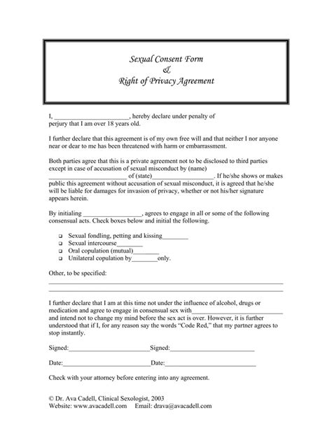 Sexual Consent Form ≡ Fill Out Printable Pdf Forms Online