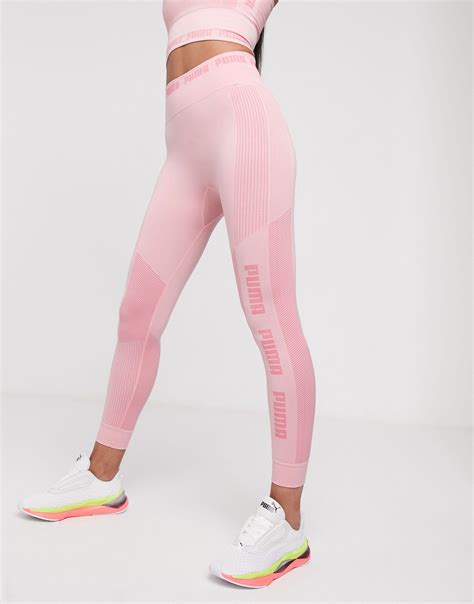 Puma Synthetic Training Seamless Leggings In Pink Lyst