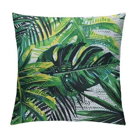 Aristuring Palm Leaf Throw Pillow Covers Green Tropical Leaves