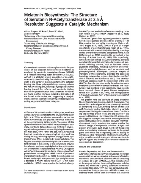 (PDF) Melatonin Biosynthesis