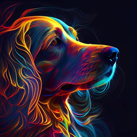 Premium Ai Image Colorful Portrait Of A Dog On A Black Background