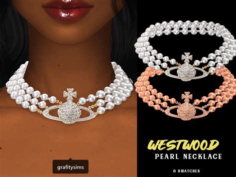 Westwood Pearl Necklace Grafity Cc In 2024 Sims 4 Piercings Sims