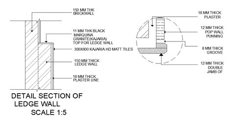 13x15m house plan of detail section of ledge wall is given in this ...
