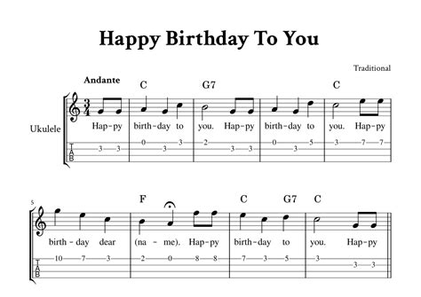 Happy Birthday To You Fingerstyle Ukulele With Tab And