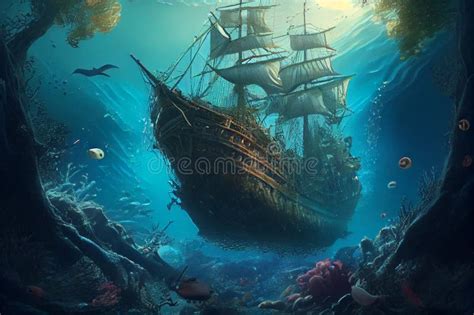 Sunken Pirate Ship AI Generated Stock Image Image Of Ship Movement