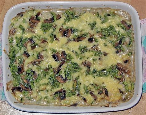 Spinatsp Tzle In K Se Champignon Sahneso E Rezept Mit Bild