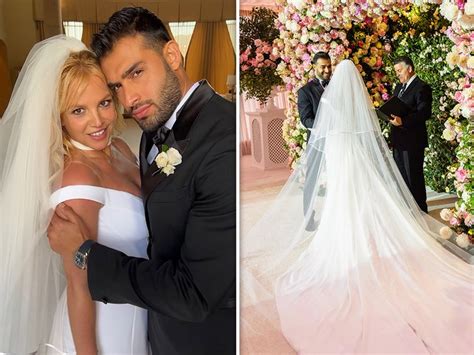 Britney Spears And Sam Asgharis Wedding Photos Bride Wears White And Red