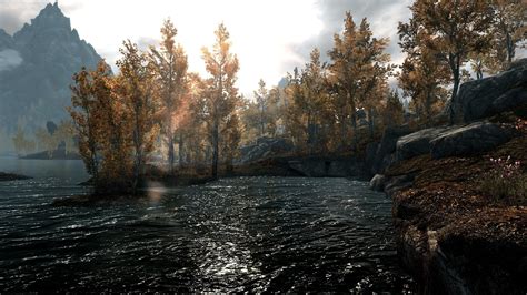 Sun Rays The Elder Scrolls V Skyrim Bethesda Softworks Mountains