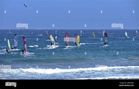 Tenerife Canary Islands Spain Many Kitesurfer And