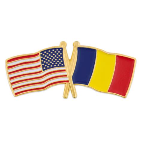 PinMart S USA And Romania Crossed Friendship Flag Enamel Lapel Pin EBay