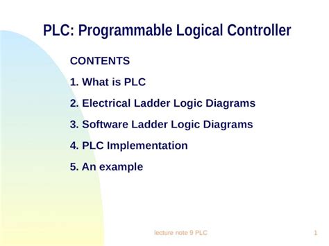 Pptx Lecture Note Plc Plc Programmable Logical Controller