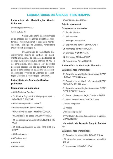 PDF LABORATÓRIOS DA ÁREA DE FISIOTERAPIA ucb br 01 Aparelho de