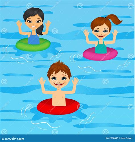 Two Kids In Swimming Pool Royalty Free Illustration