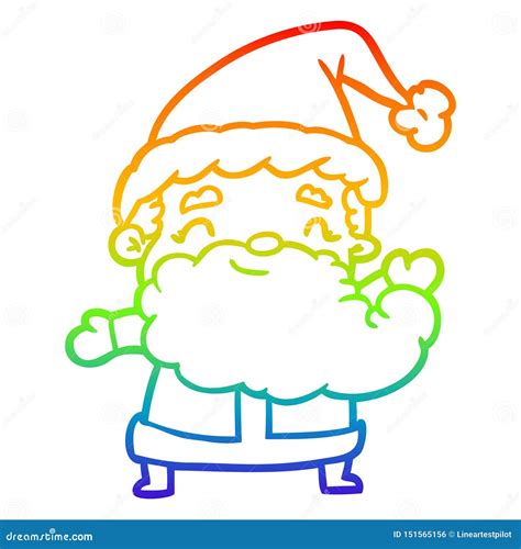 A Creative Rainbow Gradient Line Drawing Santa Claus Stock Vector