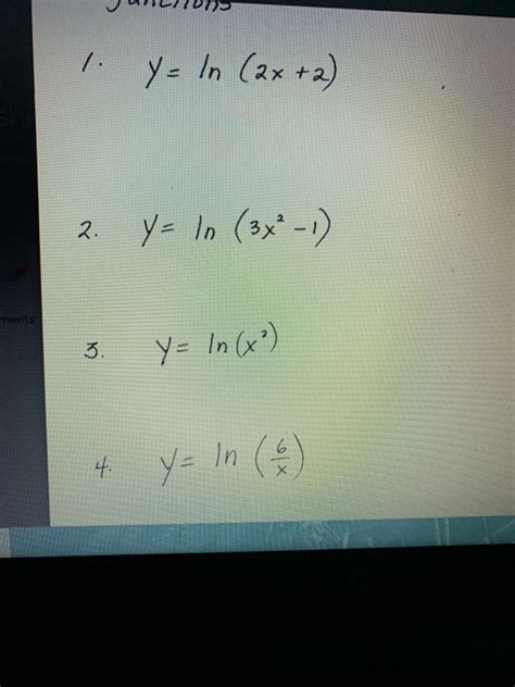 Solved 7 Y Ln 2x 2 2 Y Ln 3x 1 Ments 5 Y Ln X²