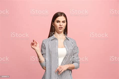 Young Woman With Disgusted Expression Repulsing Something Isolated On