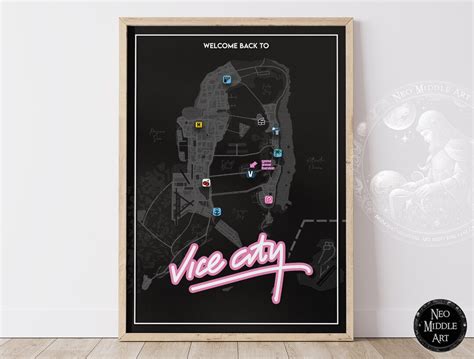 Gta VI Vice City Map Poster Vice City Map Poster Gift for - Etsy