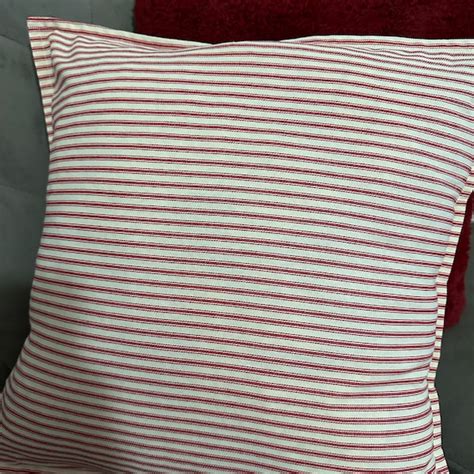 Red Ticking Stripe Pillow Cover Modern Farmhouse Pillow Cover 20x20