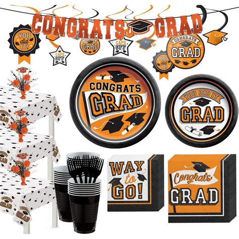 Orange Congrats Grad Graduation Party Kit For 60 Guests Party City