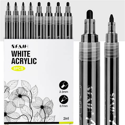 Sfaih Acrylic Black Paint Pens 8 Pack 2 3mm Medium Tip And 0 7mm Extra Fine Black