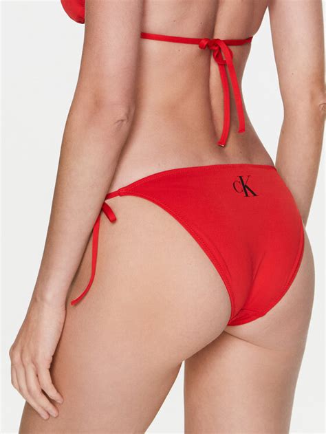 Calvin Klein Swimwear Dół od bikini KW0KW01988 Czerwony Modivo pl