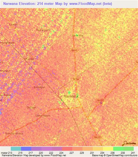 Elevation of Narwana,India Elevation Map, Topography, Contour