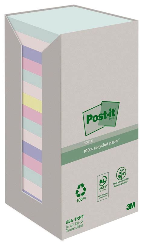 Post It® Notes Post It Recyclées Nature 76 X 76 Mm 16 Blocs 100 F