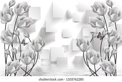 Black White Floral Background Stock Illustration 1103762285