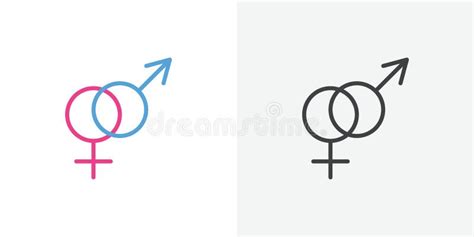 Heterosexual Gender Symbol Thin Line Icon Set Stock Vector Illustration Of Graphic Girl