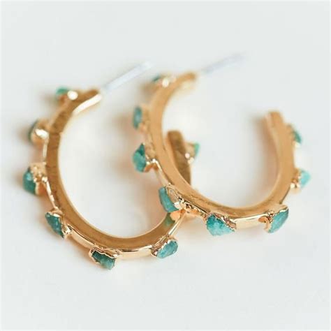 Emerald Hoops Emerald Earrings Raw Emerald Hoop Earrings Etsy In 2021