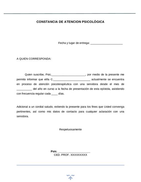 Introducir 60 Imagen Modelo De Constancia De Tratamiento Psicologico