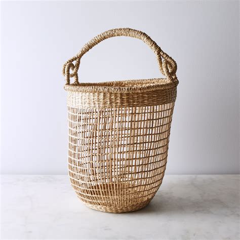 Handwoven Rattan Basket With Handle Rattan Basket Rattan Hand Weaving