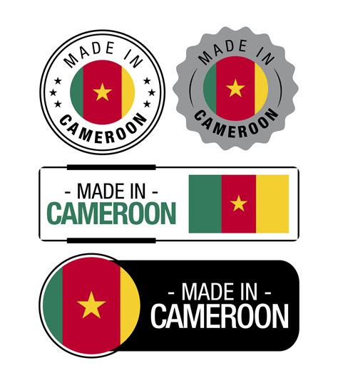 Set of Made in Cameroon labels, logo, Cameroon Flag, Cameroon Product ...