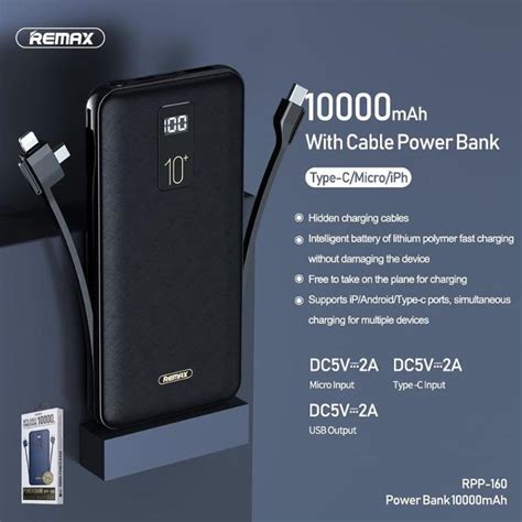 Remax Mah Powerbank Build In Cable Rpp Mobile Phones