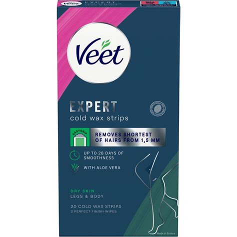 Veet Expert Cold Wax Strips Legs Body Dry Skin 20 Pieces