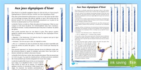 Fiche De Lecture Aux Jeux Olympiques D Hiver