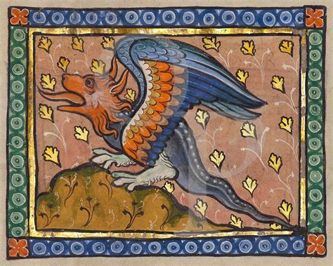 Medieval Dragon Painting Art Print, Bestiary, Antique Artwork ...